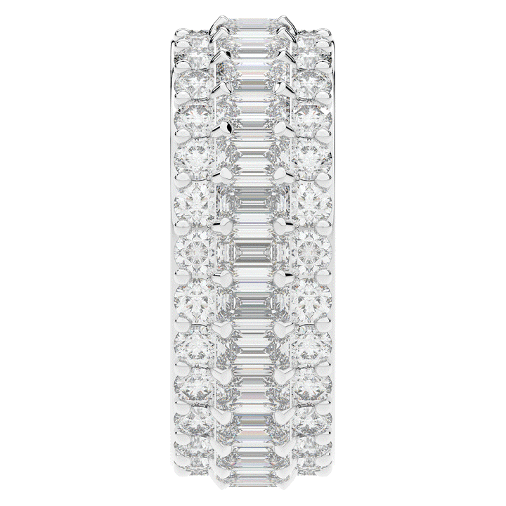 4.75CT.TW EMERALD CUT AND ROUND LAB DIAMOND ETERNITY WEDDING BAND