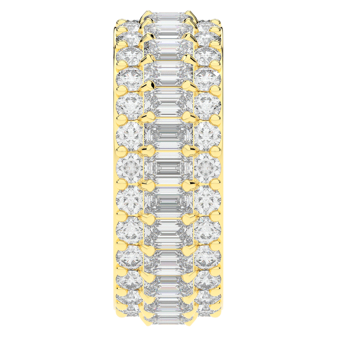 4.75CT.TW EMERALD CUT AND ROUND LAB DIAMOND ETERNITY WEDDING BAND