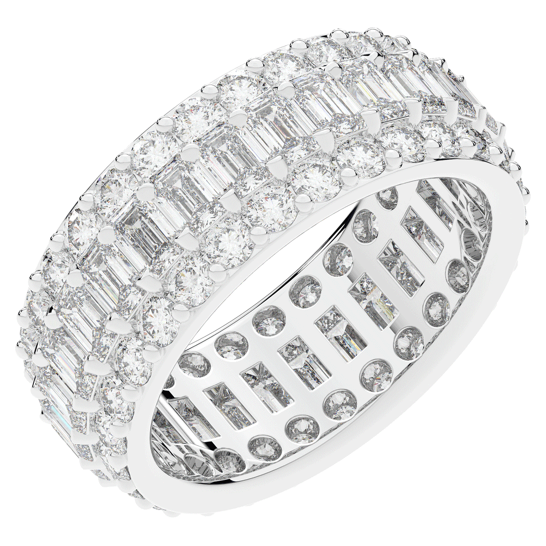 4.75CT.TW EMERALD CUT AND ROUND LAB DIAMOND ETERNITY WEDDING BAND