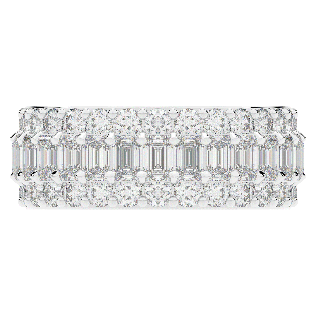 4.75CT.TW EMERALD CUT AND ROUND LAB DIAMOND ETERNITY WEDDING BAND