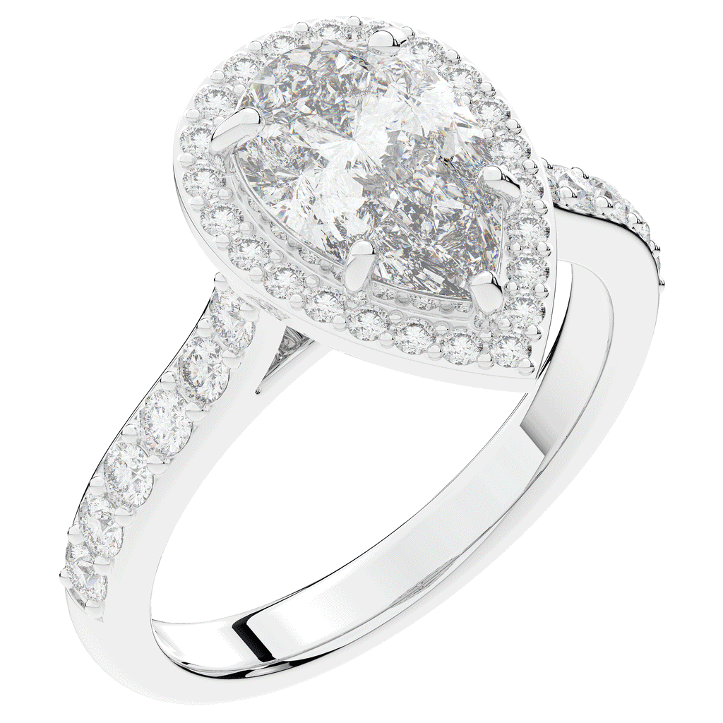 2.50CT.TW PEAR LAB DIAMOND HALO ENGAGEMENT RING