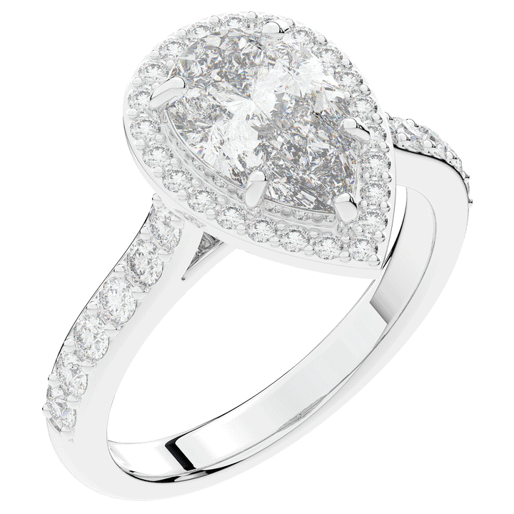 2.50CT.TW PEAR LAB DIAMOND HALO ENGAGEMENT RING