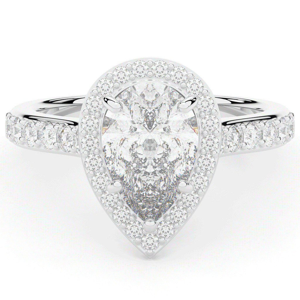 2.50CT.TW PEAR LAB DIAMOND HALO ENGAGEMENT RING