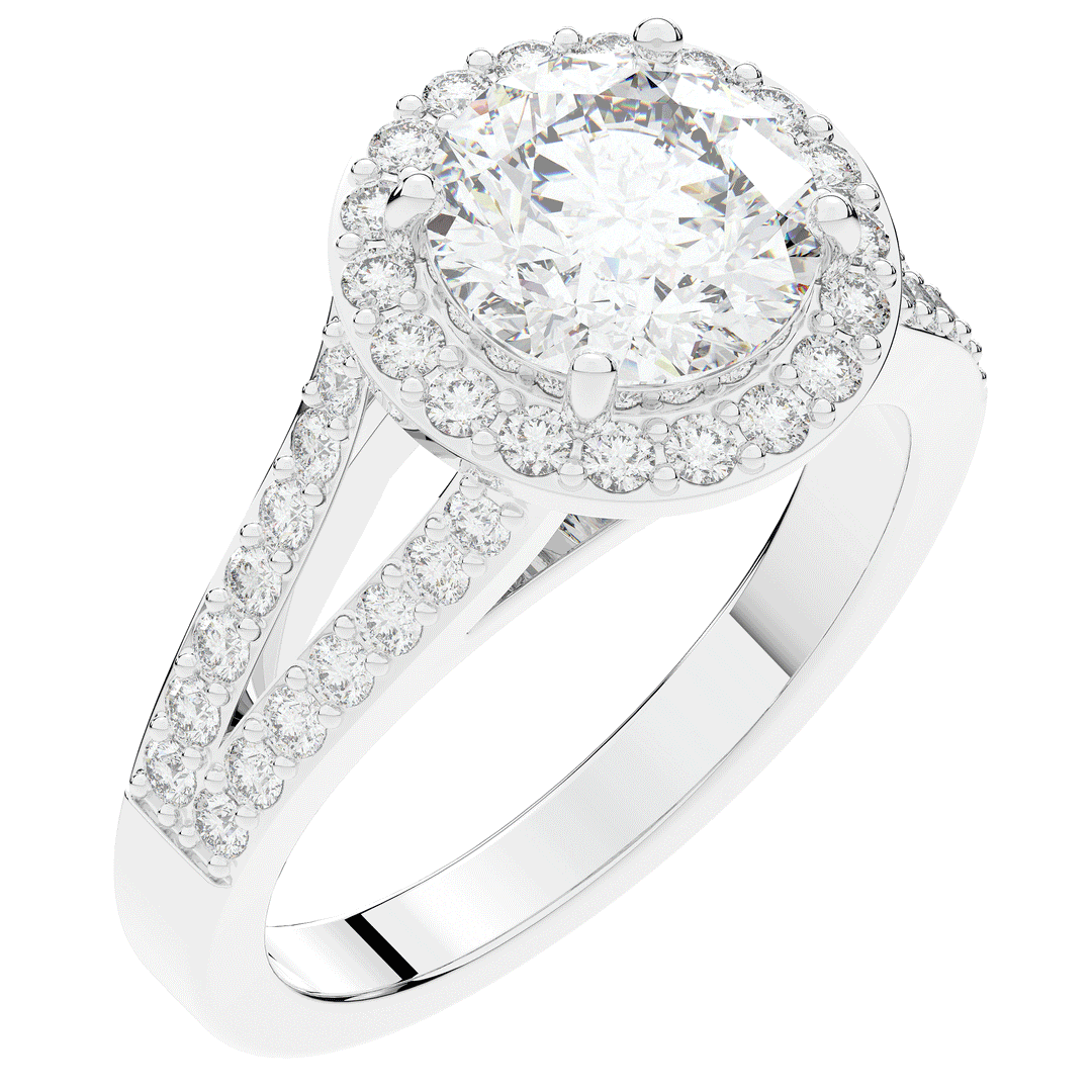 2.50CT.TW ROUND LAB DIAMOND SPLIT SHANK HALO ENGAGEMENT RING - Nazarelle