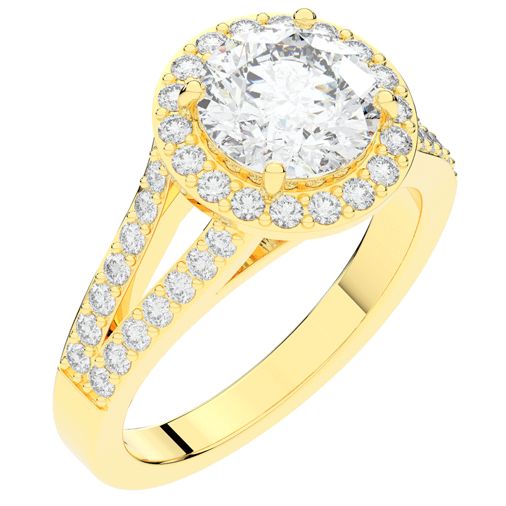 2.50CT.TW ROUND LAB DIAMOND SPLIT SHANK HALO ENGAGEMENT RING - Nazarelle