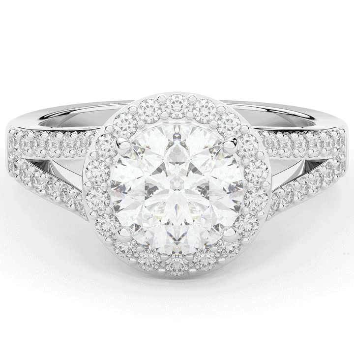 2.50CT.TW ROUND LAB DIAMOND SPLIT SHANK HALO ENGAGEMENT RING - Nazarelle