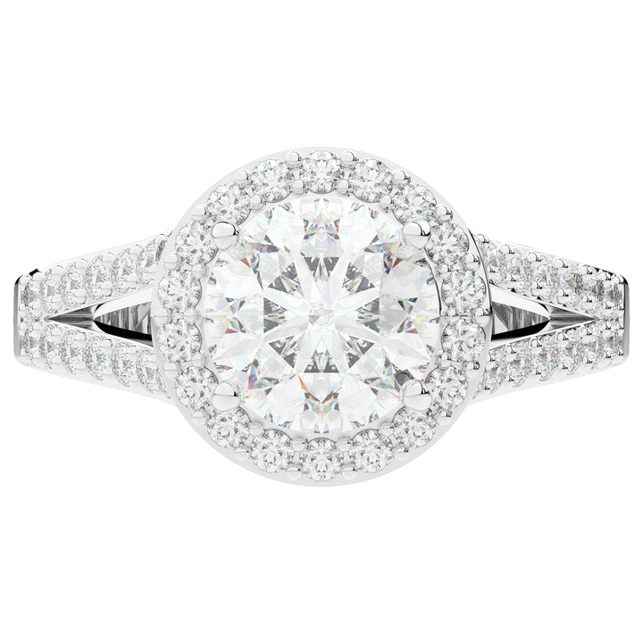 2.50CT.TW ROUND LAB DIAMOND SPLIT SHANK HALO ENGAGEMENT RING - Nazarelle