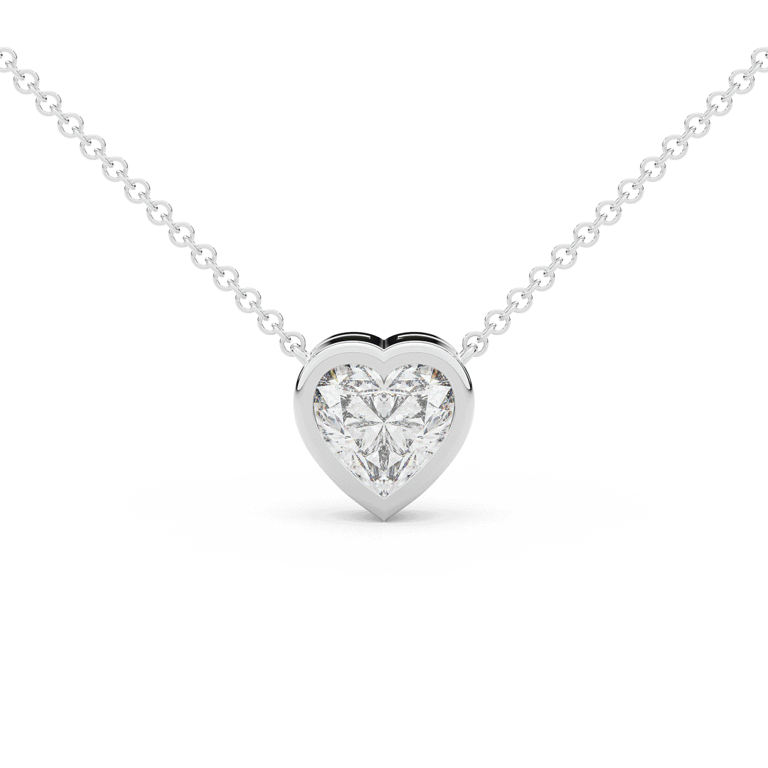 2.00CT HEART LAB DIAMOND BEZEL SET PENDANT - Nazarelle