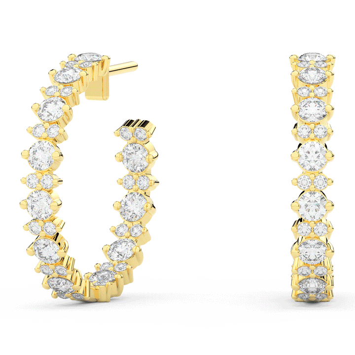 1.80CT.TW ROUND LAB DIAMOND HOOP EARRINGS