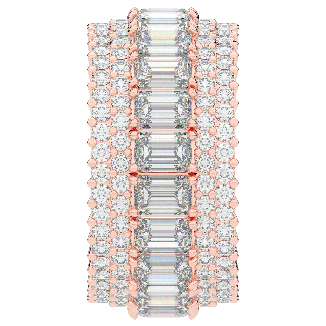 7.00CT.TW EMERALD CUT AND ROUND LAB DIAMOND ETERNITY WEDDING BAND