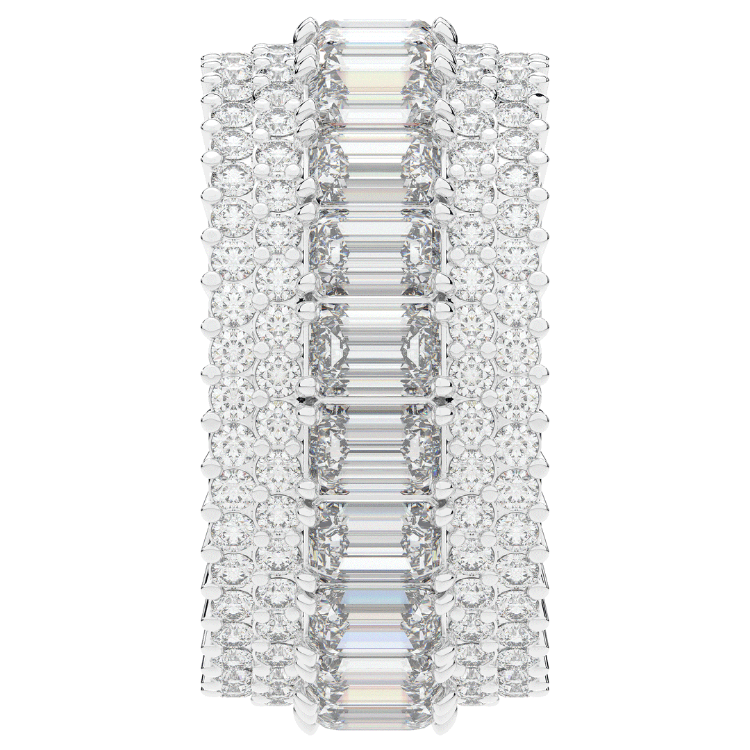 7.00CT.TW EMERALD CUT AND ROUND LAB DIAMOND ETERNITY WEDDING BAND