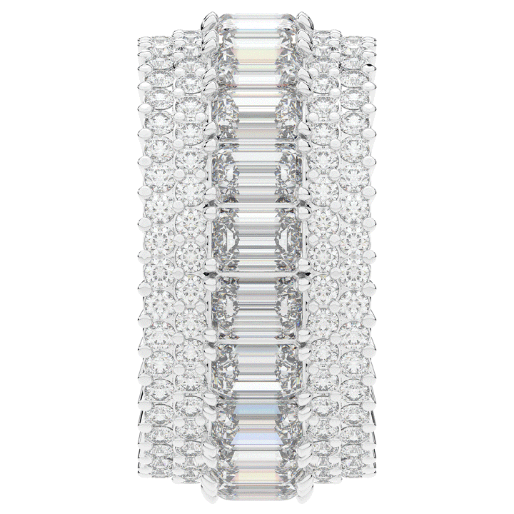 7.00CT.TW EMERALD CUT AND ROUND LAB DIAMOND ETERNITY WEDDING BAND