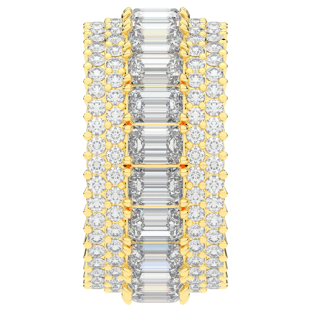 7.00CT.TW EMERALD CUT AND ROUND LAB DIAMOND ETERNITY WEDDING BAND