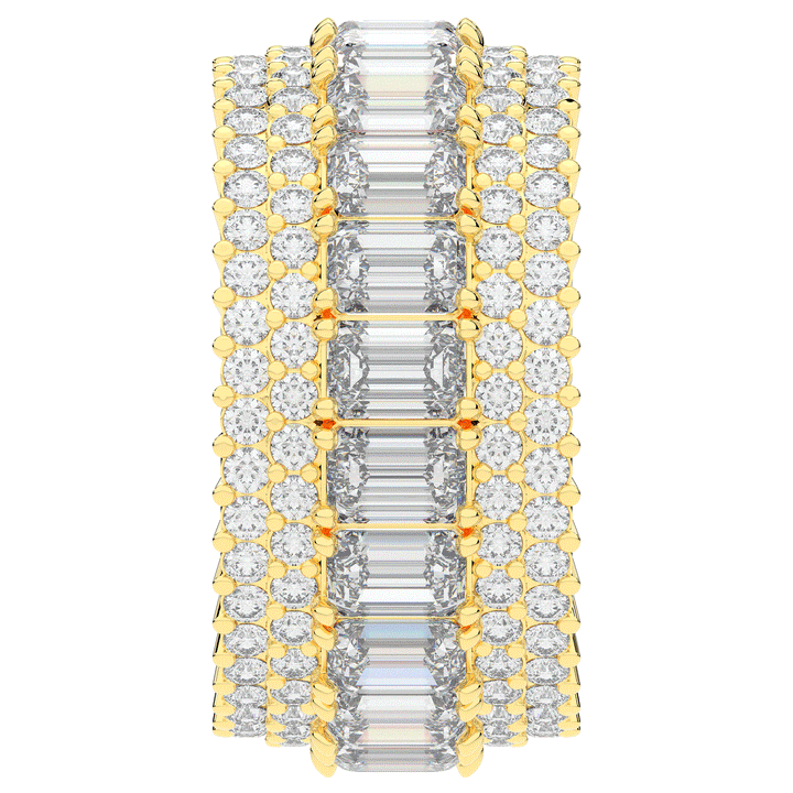 7.00CT.TW EMERALD CUT AND ROUND LAB DIAMOND ETERNITY WEDDING BAND