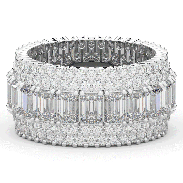 7.00CT.TW EMERALD CUT AND ROUND LAB DIAMOND ETERNITY WEDDING BAND