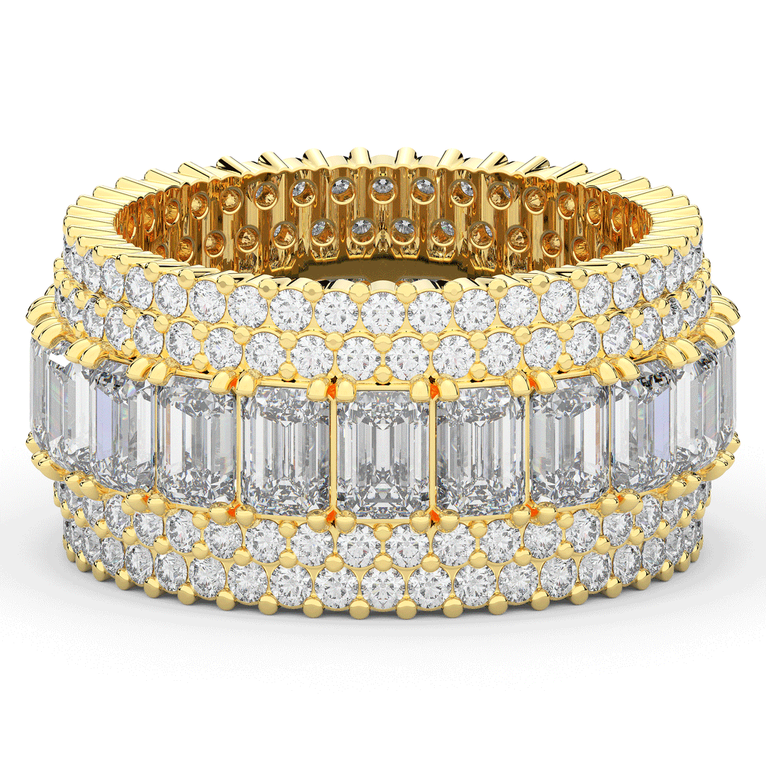 7.00CT.TW EMERALD CUT AND ROUND LAB DIAMOND ETERNITY WEDDING BAND