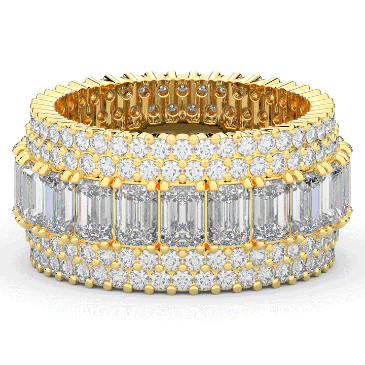 7.00CT.TW EMERALD CUT AND ROUND LAB DIAMOND ETERNITY WEDDING BAND