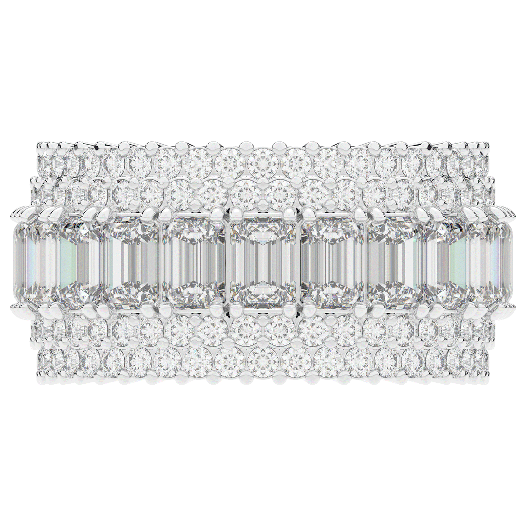 7.00CT.TW EMERALD CUT AND ROUND LAB DIAMOND ETERNITY WEDDING BAND