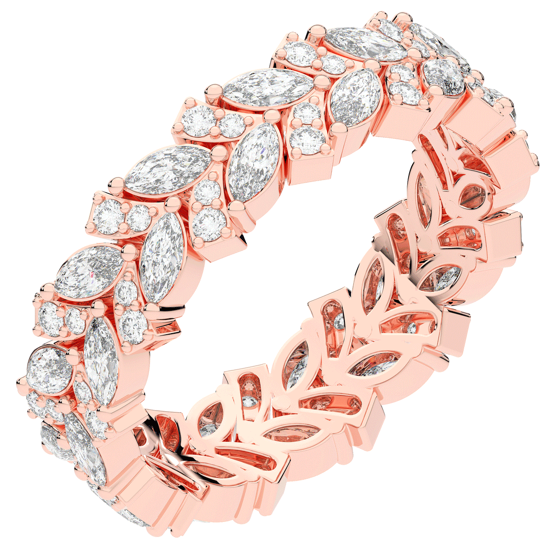 1.50CT.TW MARQUISE AND ROUND LAB DIAMOND ETERNITY WEDDING BAND