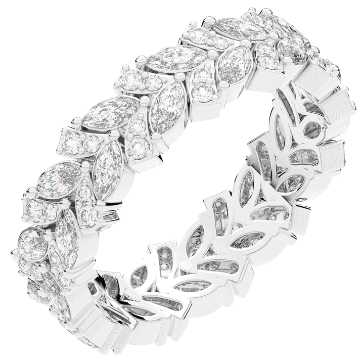 1.50CT.TW MARQUISE AND ROUND LAB DIAMOND ETERNITY WEDDING BAND