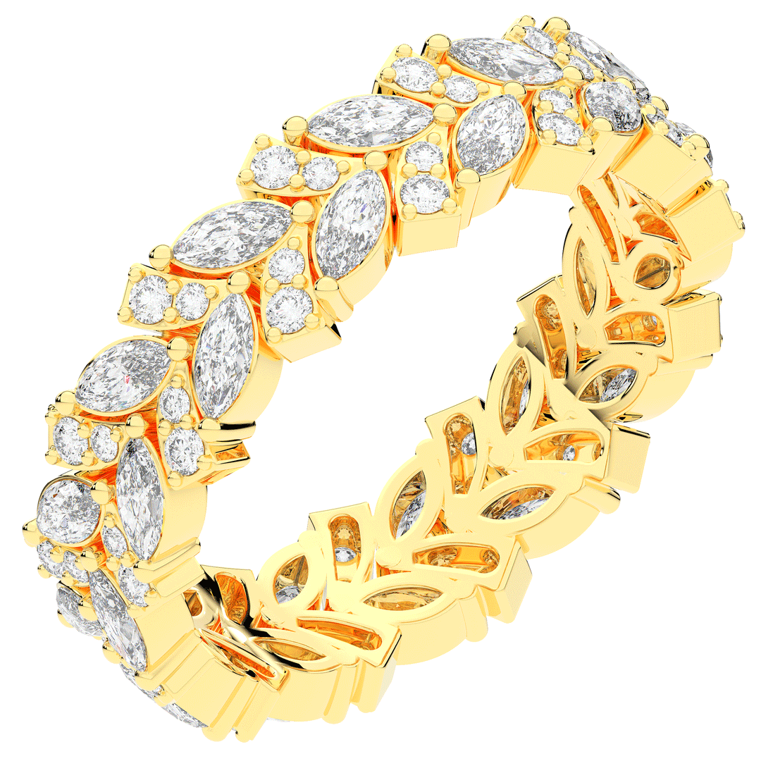 1.50CT.TW MARQUISE AND ROUND LAB DIAMOND ETERNITY WEDDING BAND