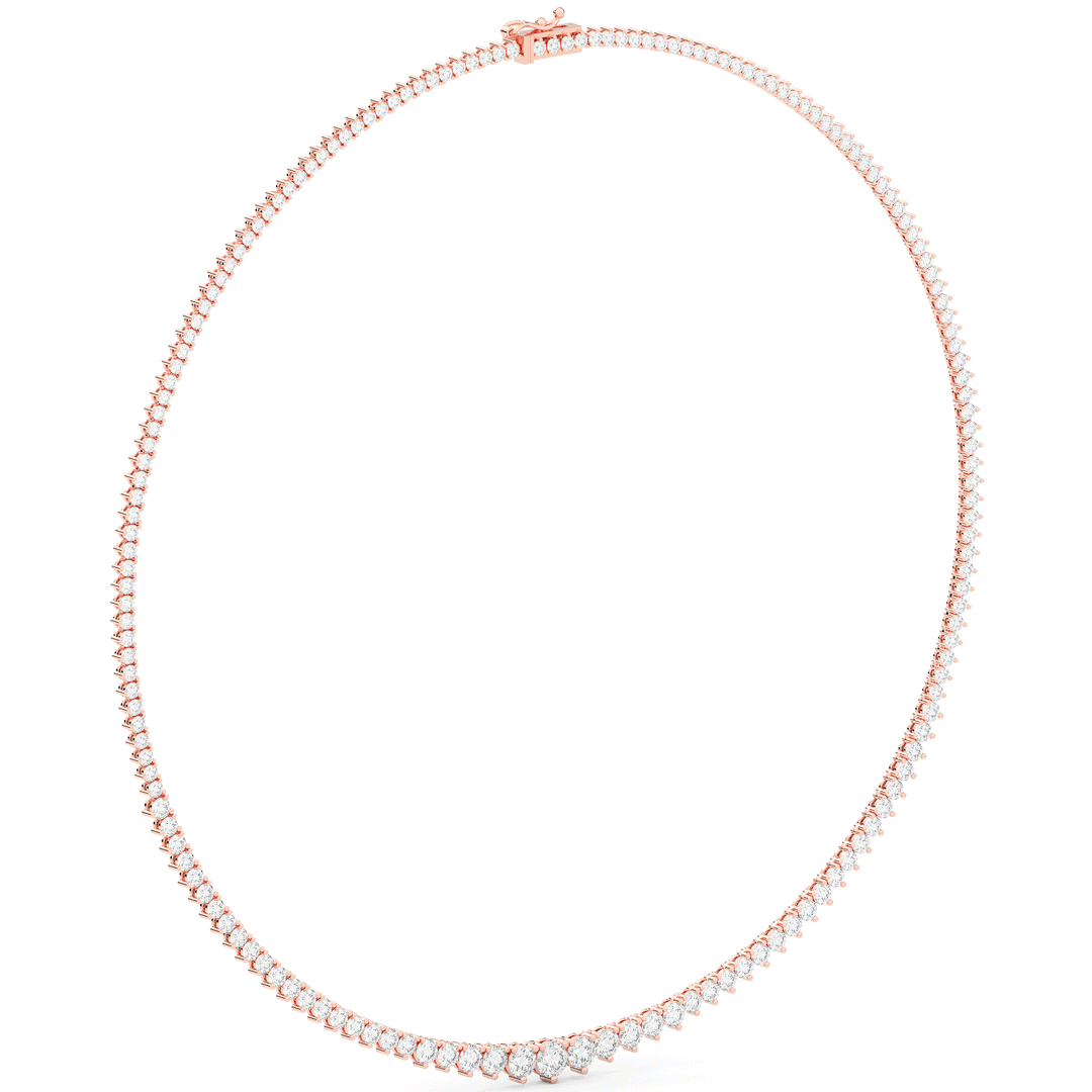 10.75CT.TW ROUND LAB DIAMOND TAPERED TENNIS NECKLACE