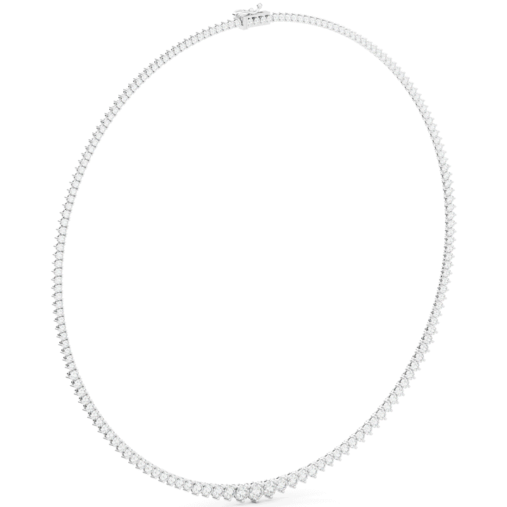 10.75CT.TW ROUND LAB DIAMOND TAPERED TENNIS NECKLACE