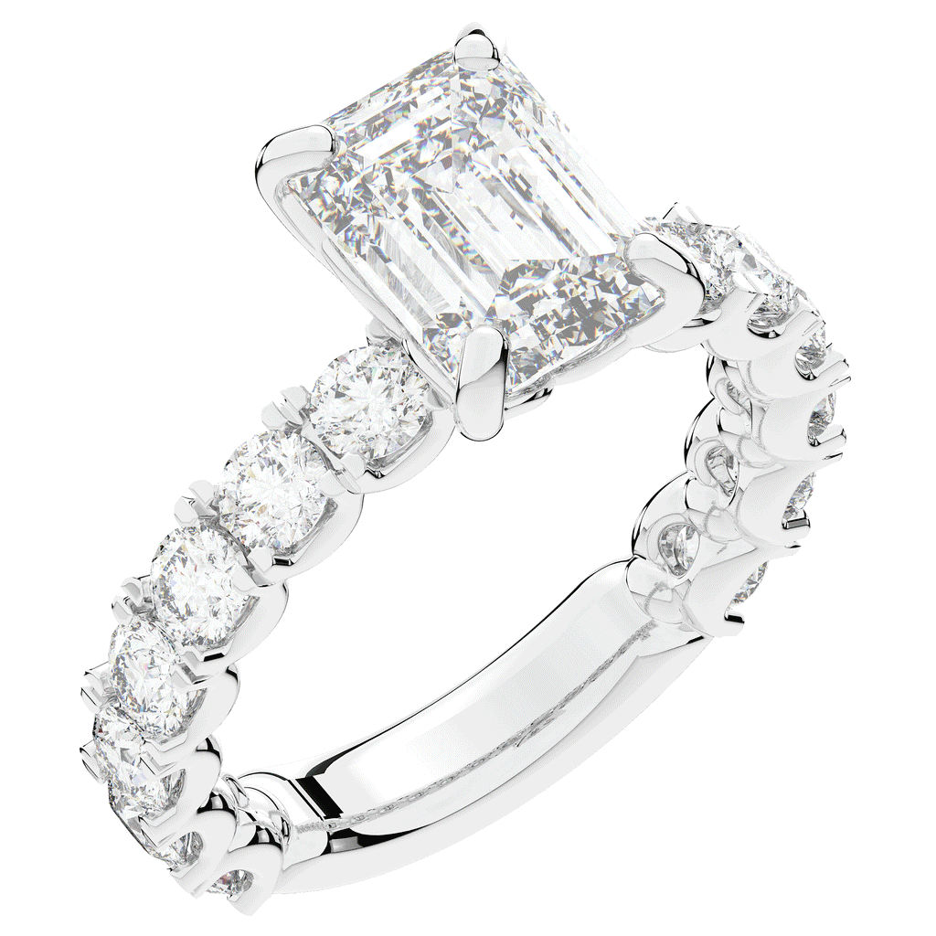 4.35CT.TW EMERALD CUT LAB DIAMOND ENGAGEMENT RING