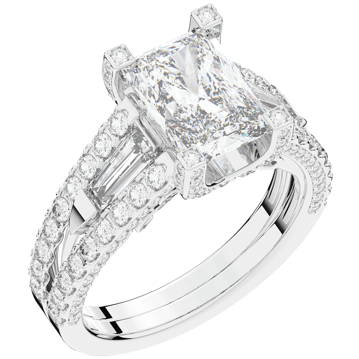 4.60CT.TW RADIANT LAB DIAMOND SPLIT SHANK ENGAGEMENT RING