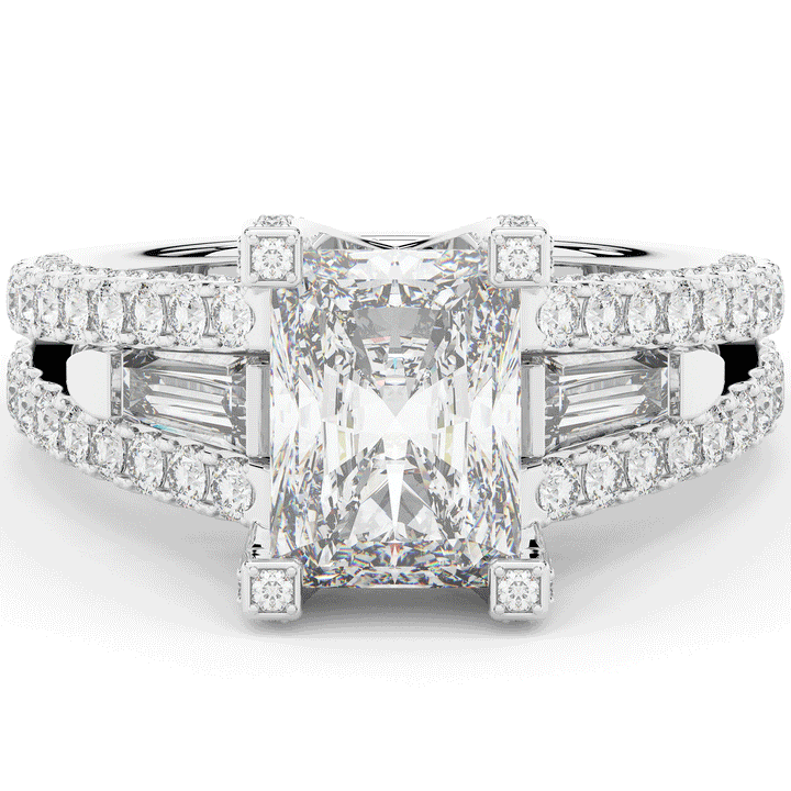 4.60CT.TW RADIANT LAB DIAMOND SPLIT SHANK ENGAGEMENT RING