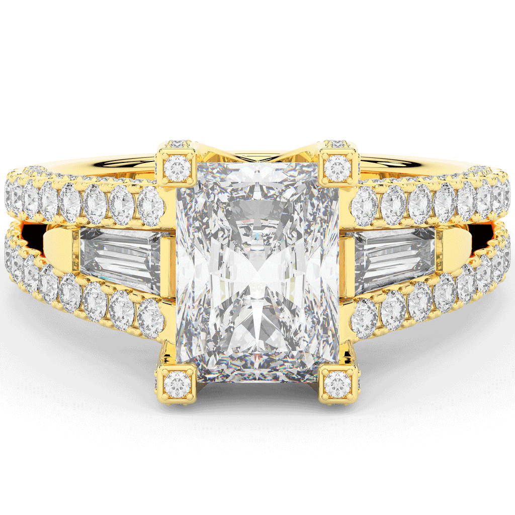 4.60CT.TW RADIANT LAB DIAMOND SPLIT SHANK ENGAGEMENT RING