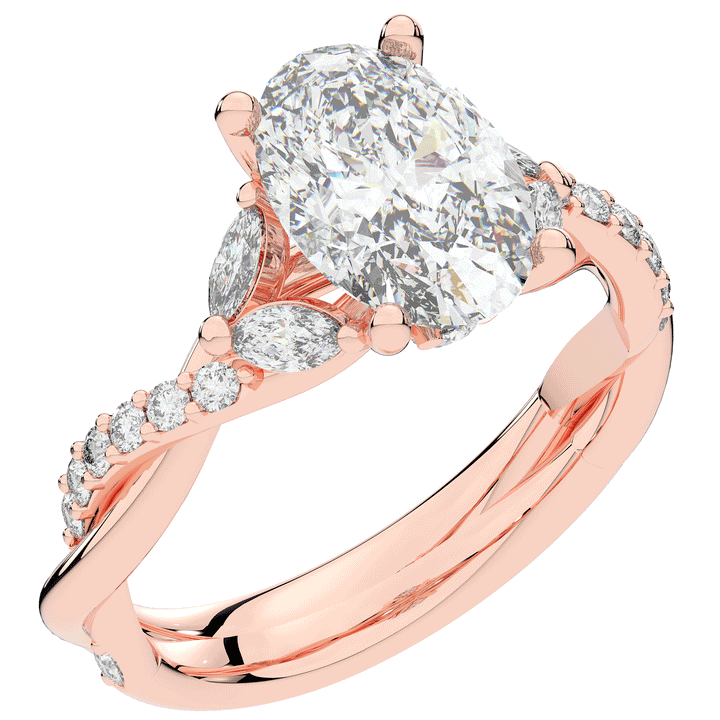 2.40CT.TW OVAL LAB DIAMOND TWIST ENGAGEMENT RING