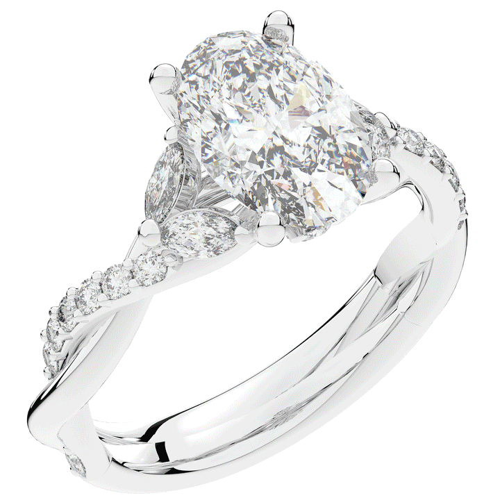 2.40CT.TW OVAL LAB DIAMOND TWIST ENGAGEMENT RING