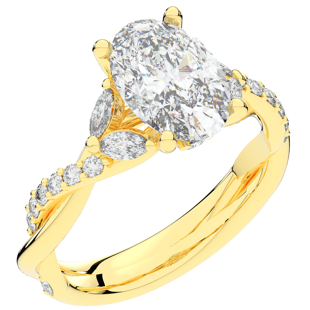 2.40CT.TW OVAL LAB DIAMOND TWIST ENGAGEMENT RING