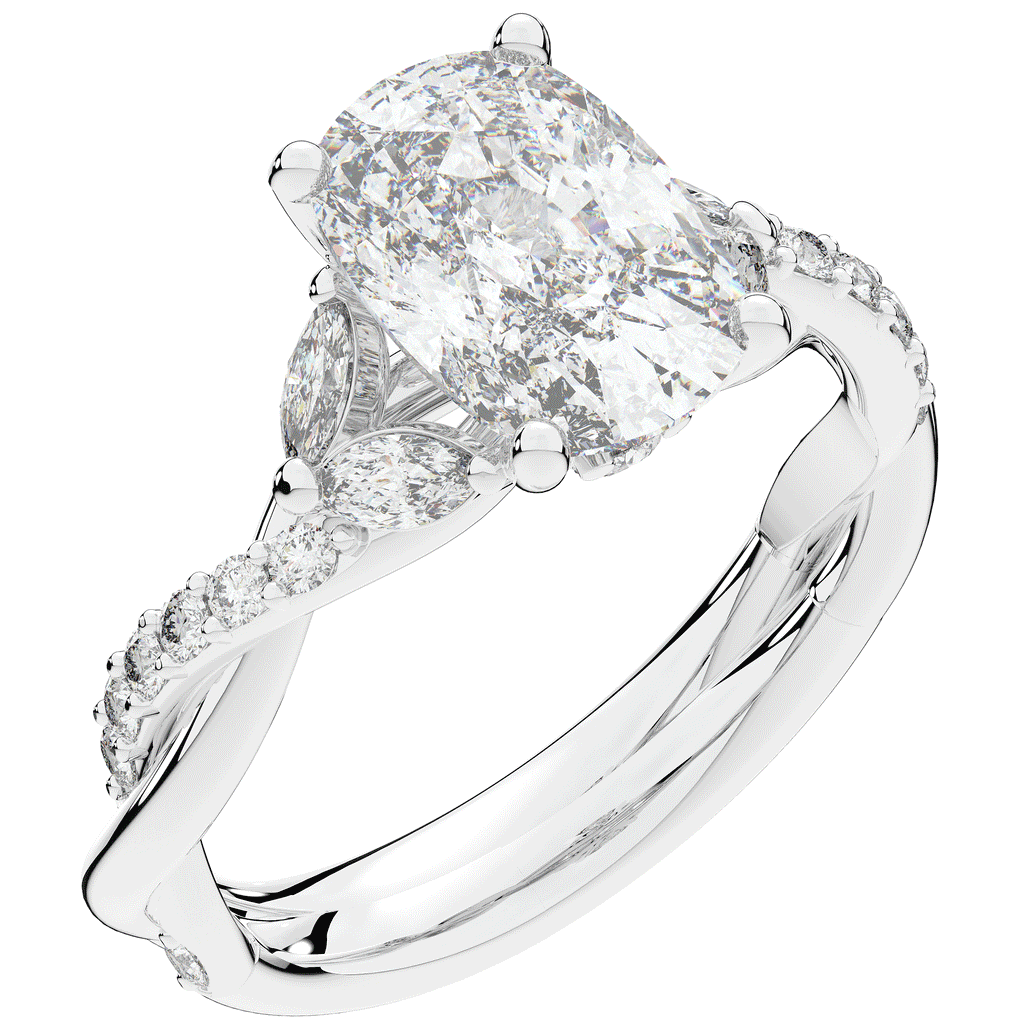 2.40CT.TW CUSHION LAB DIAMOND TWIST BAND ENGAGEMENT RING