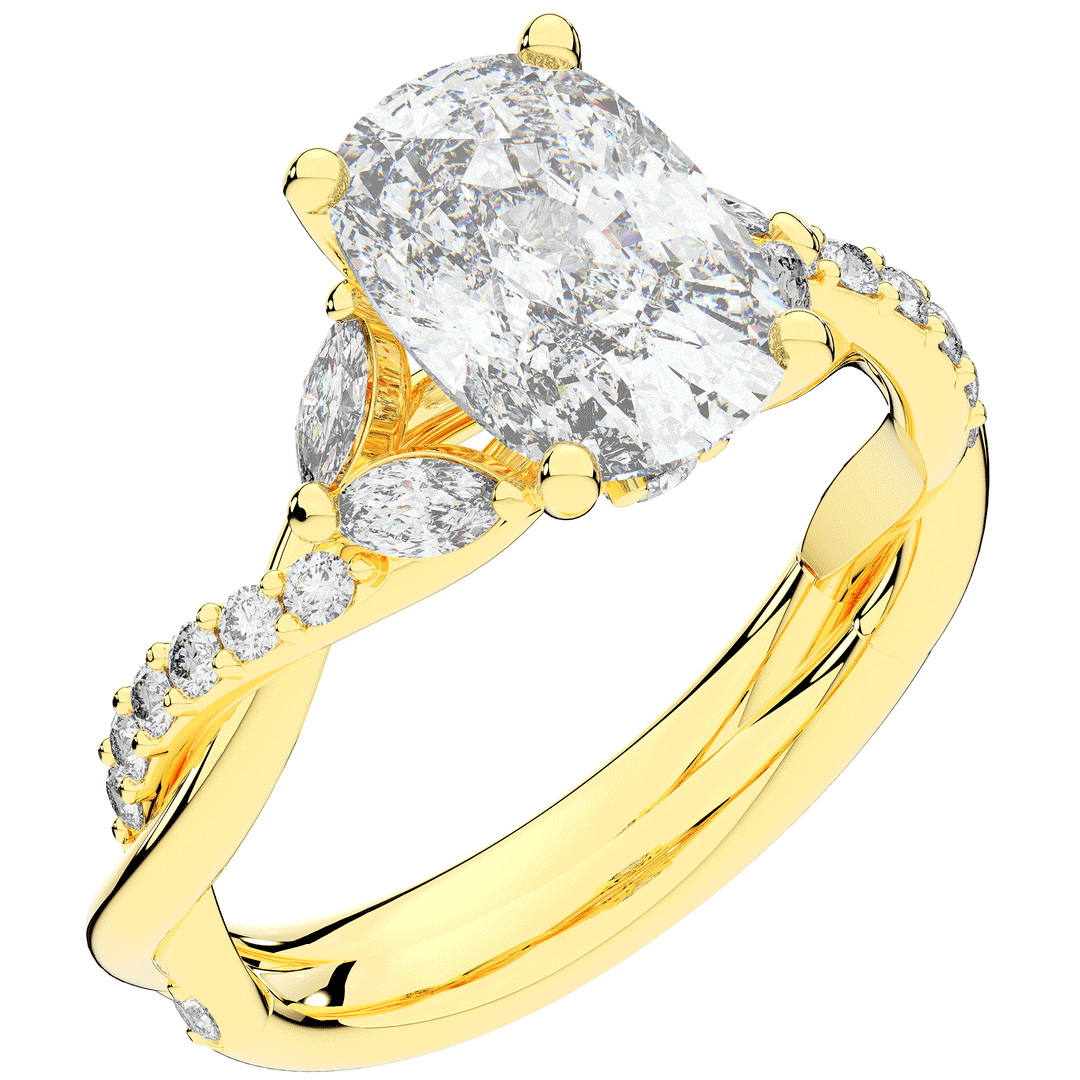 2.40CT.TW CUSHION LAB DIAMOND TWIST BAND ENGAGEMENT RING