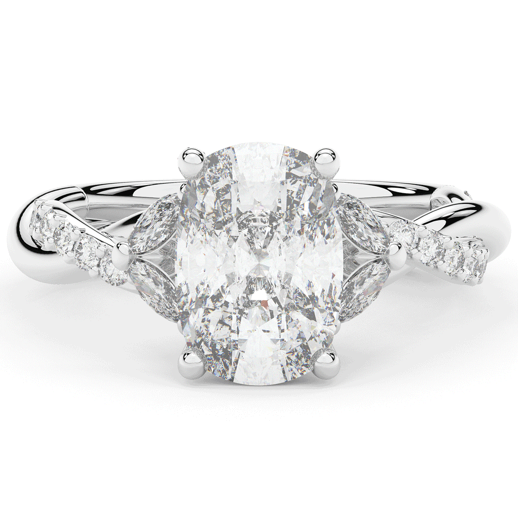 2.40CT.TW CUSHION LAB DIAMOND TWIST BAND ENGAGEMENT RING