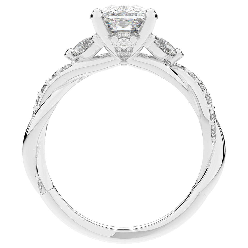 2.40CT.TW CUSHION LAB DIAMOND TWIST BAND ENGAGEMENT RING