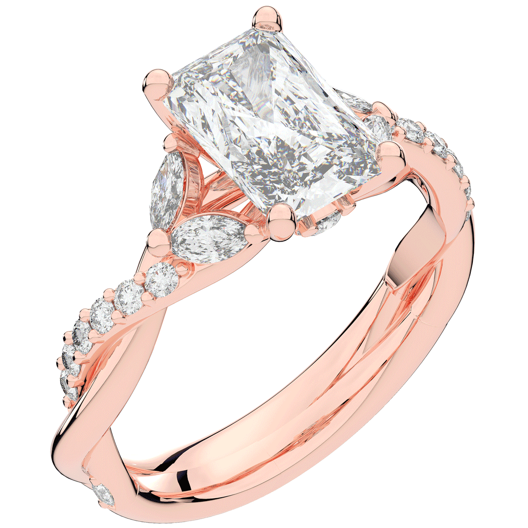 2.40CT.TW RADIANT LAB DIAMOND TWIST BAND ENGAGEMENT RING