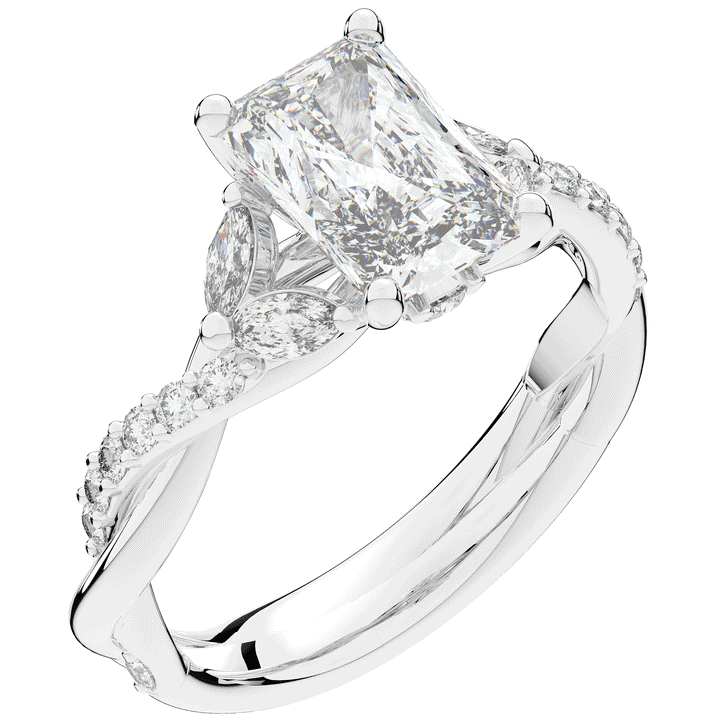 2.40CT.TW RADIANT LAB DIAMOND TWIST BAND ENGAGEMENT RING