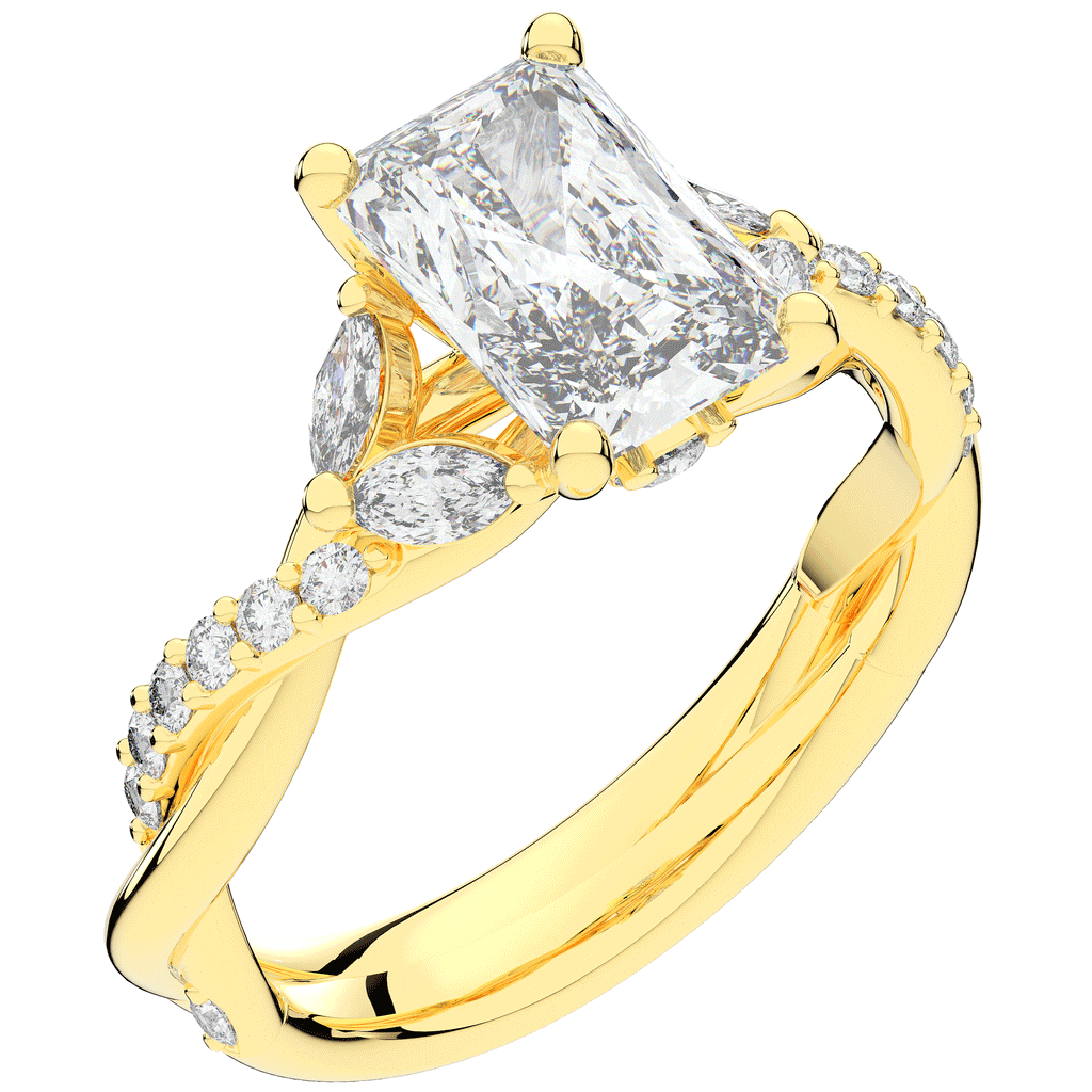 2.40CT.TW RADIANT LAB DIAMOND TWIST BAND ENGAGEMENT RING