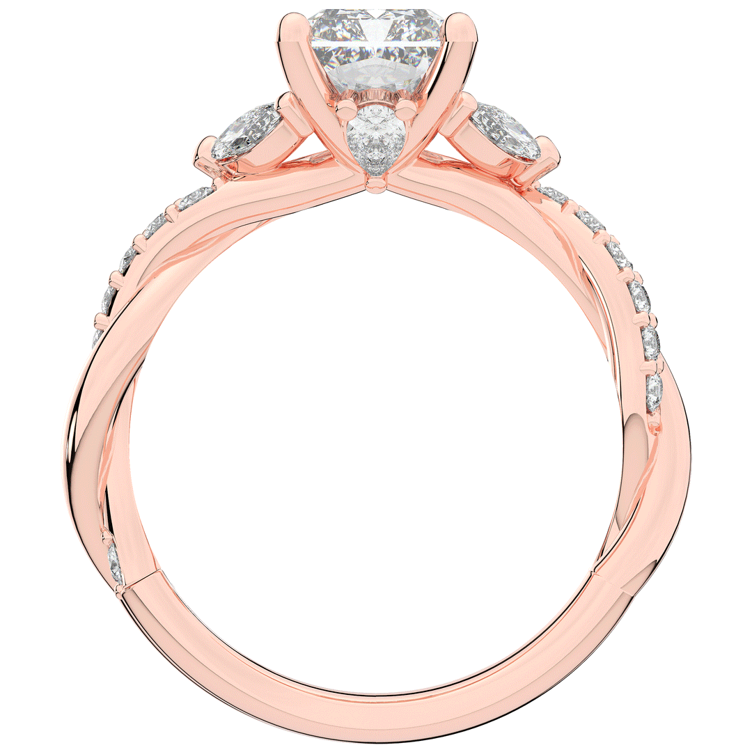 2.40CT.TW RADIANT LAB DIAMOND TWIST BAND ENGAGEMENT RING