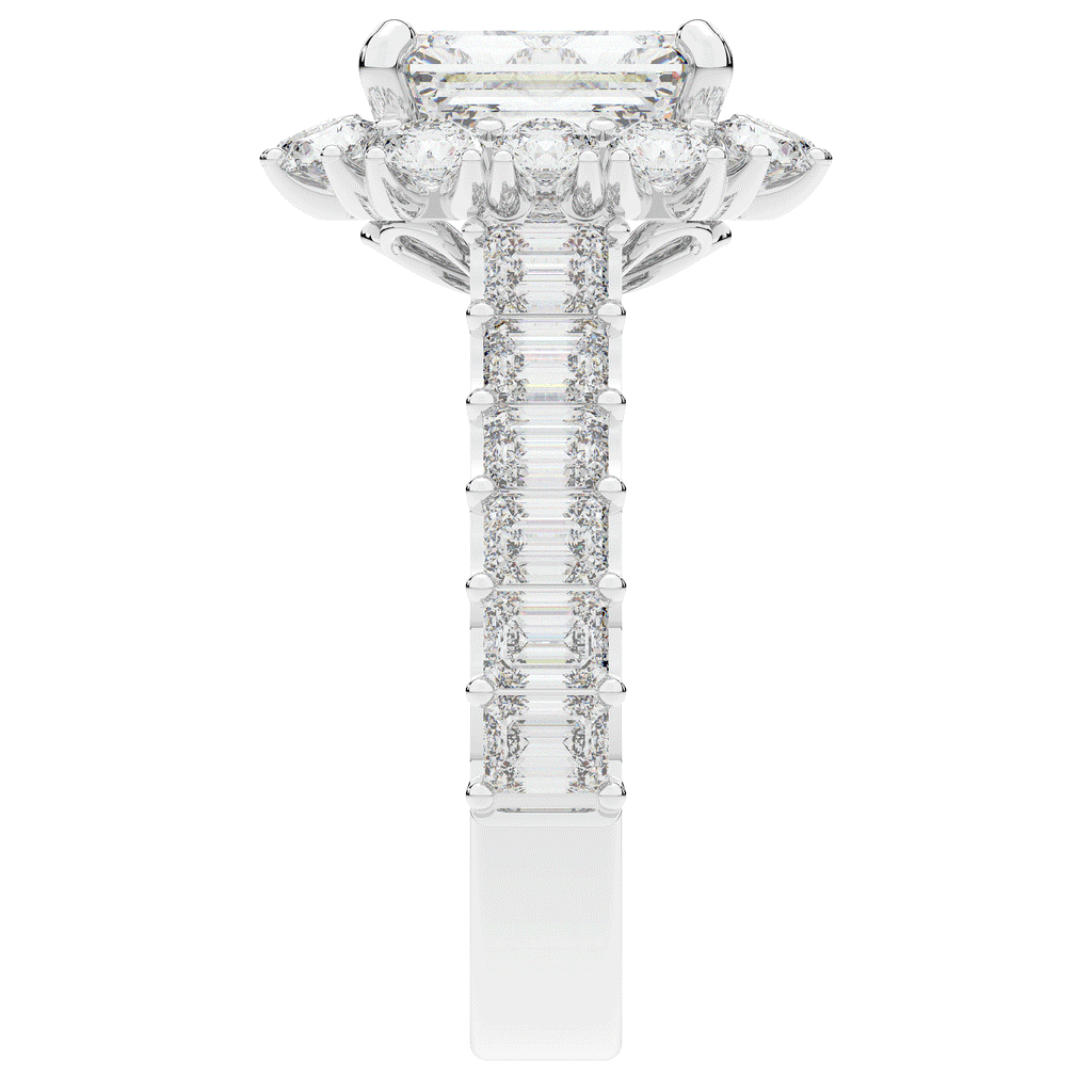 6.00CT.TW EMERALD CUT LAB DIAMOND HALO ENGAGEMENT RING