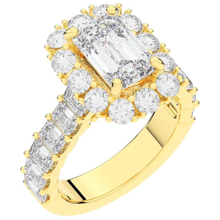 6.00CT.TW EMERALD CUT LAB DIAMOND HALO ENGAGEMENT RING