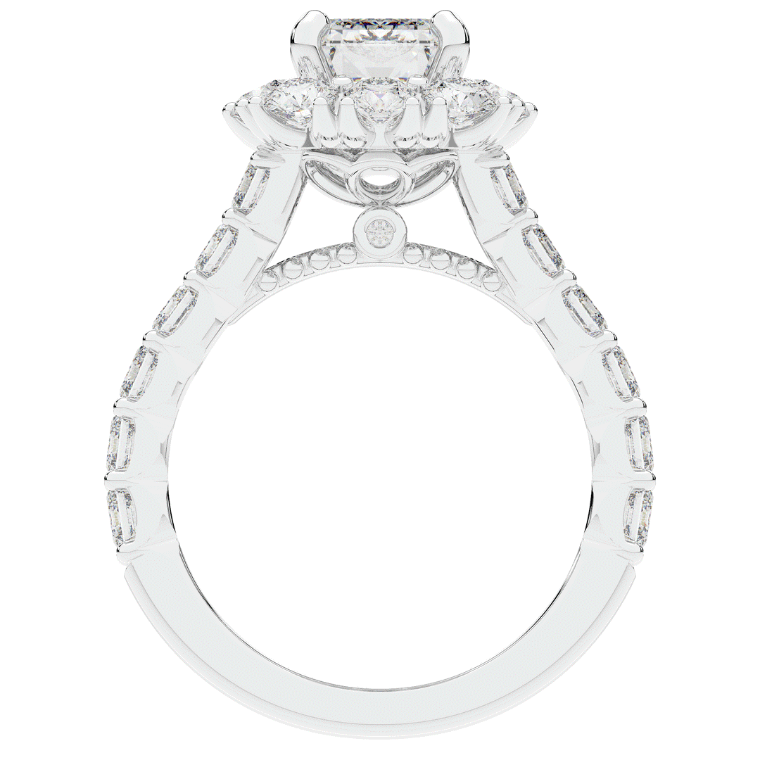 6.00CT.TW EMERALD CUT LAB DIAMOND HALO ENGAGEMENT RING