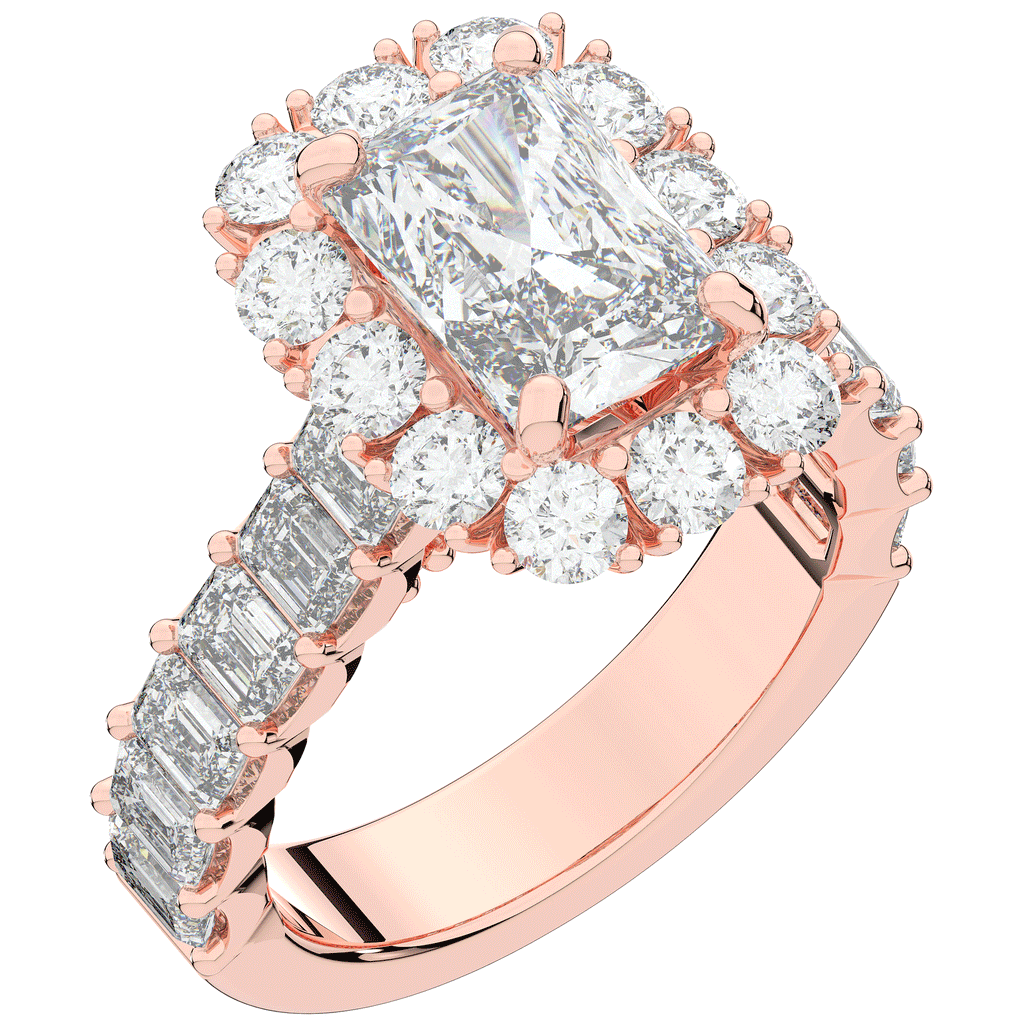 6.00CT.TW RADIANT LAB DIAMOND HALO ENGAGEMENT RING