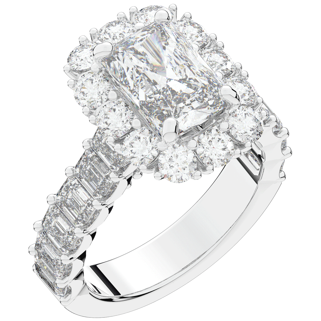 6.00CT.TW RADIANT LAB DIAMOND HALO ENGAGEMENT RING