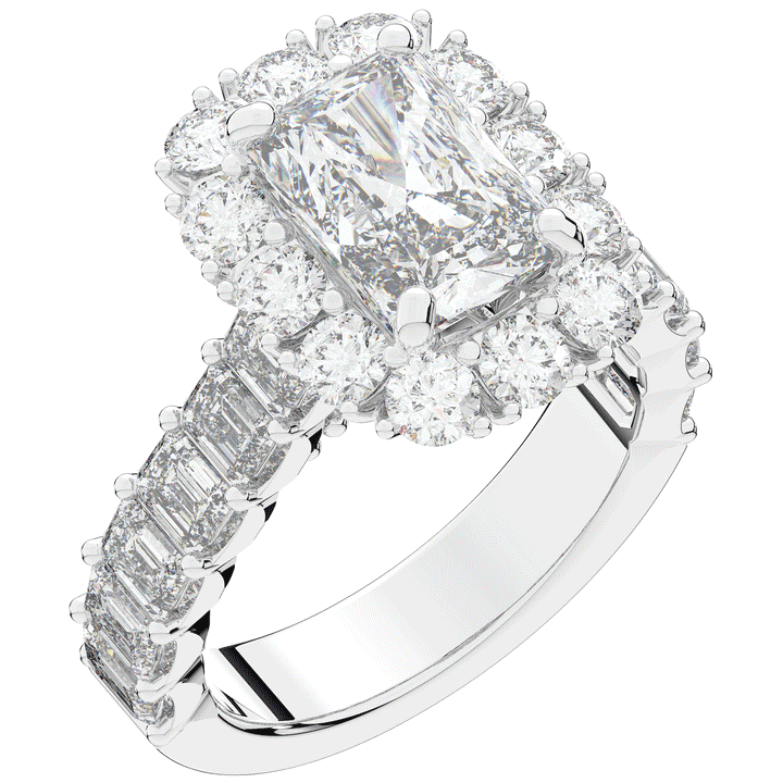 6.00CT.TW RADIANT LAB DIAMOND HALO ENGAGEMENT RING