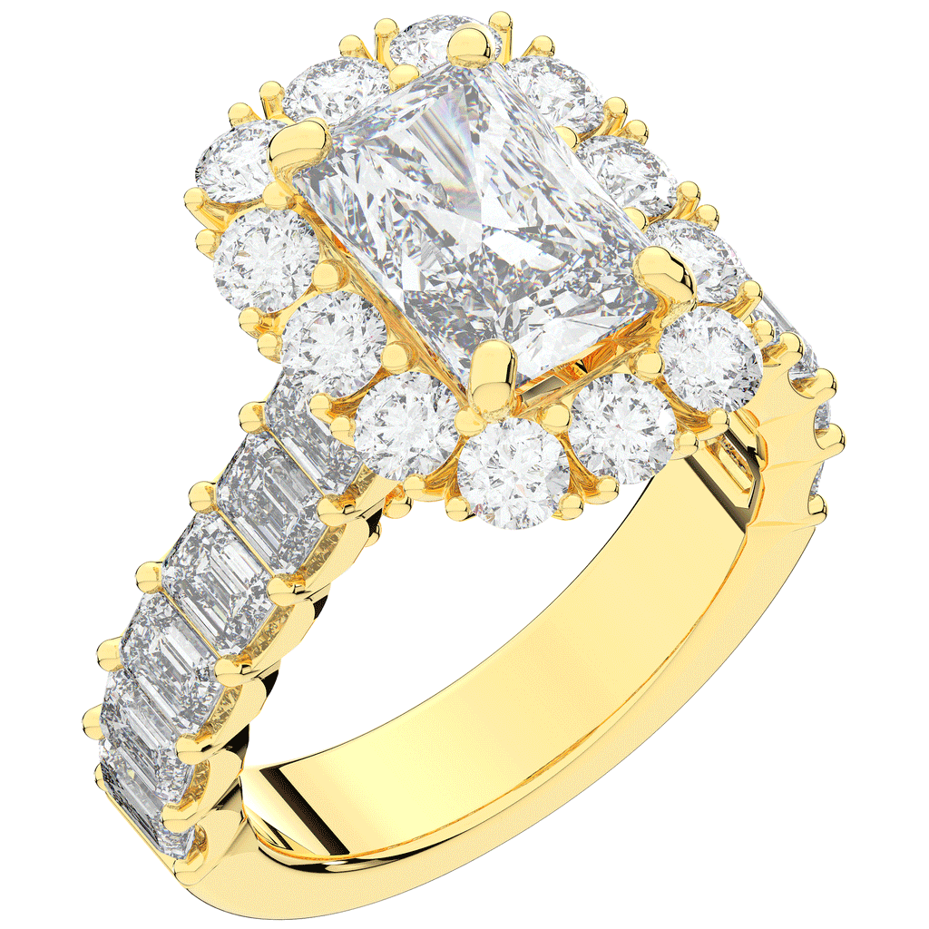 6.00CT.TW RADIANT LAB DIAMOND HALO ENGAGEMENT RING