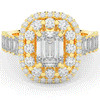 4.70CT.TW EMERALD CUT LAB DIAMOND DOUBLE HALO TWO TONE ENGAGEMENT RING